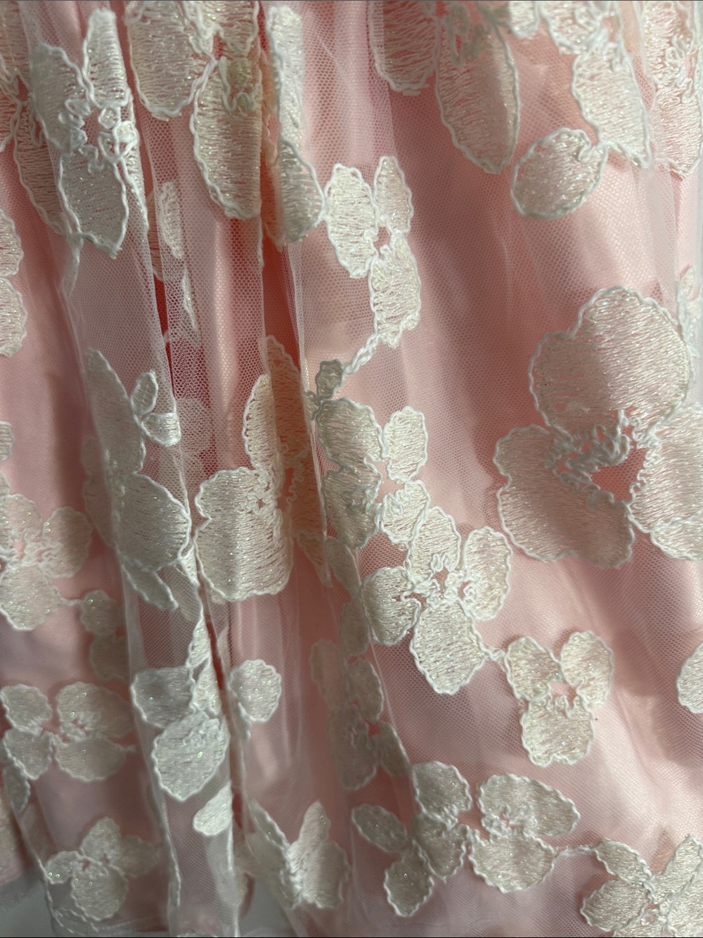Girls' Pink Lace Floral Dress with Pearl Waist - Picture 5 of 6